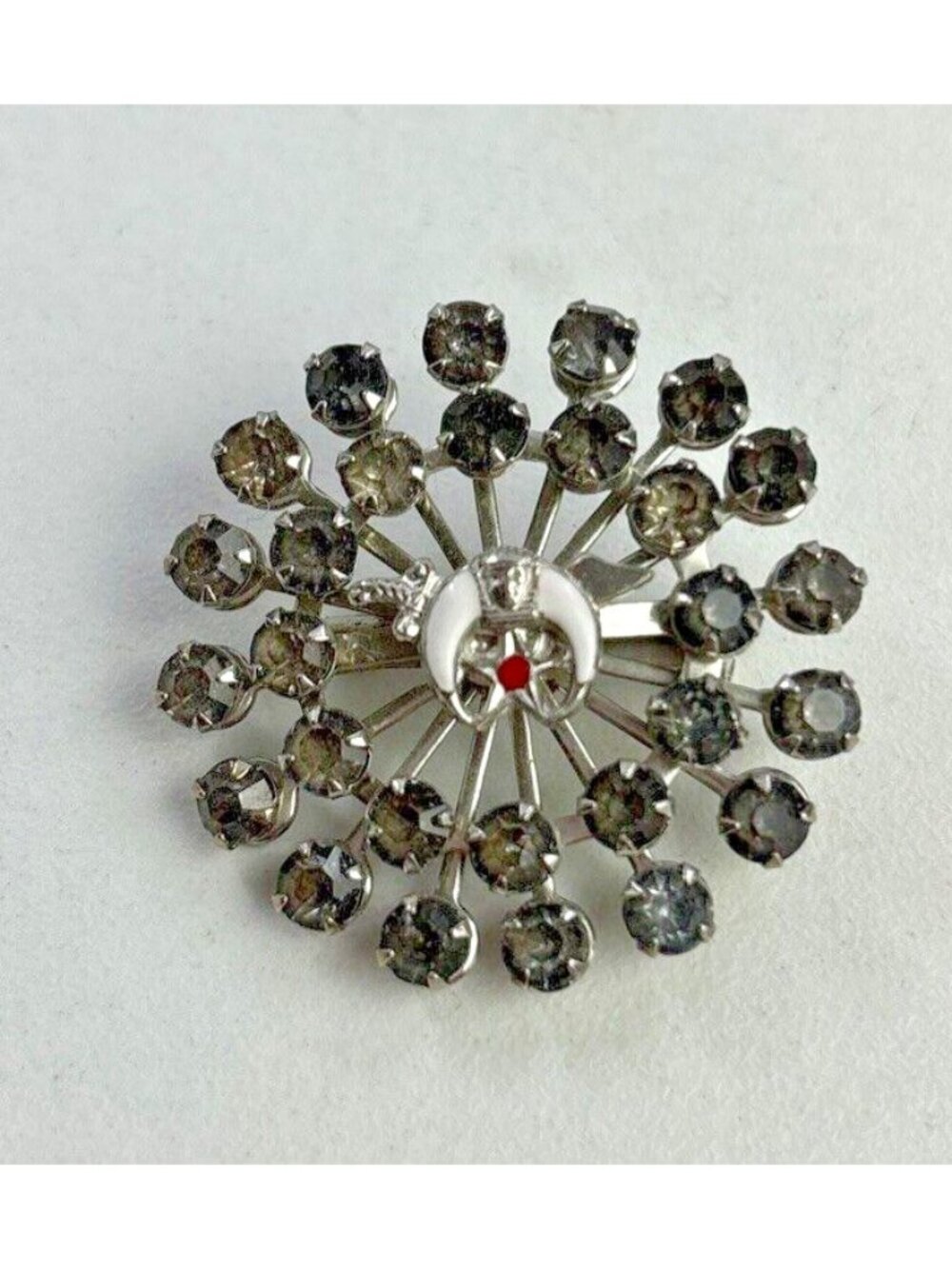 Vintage Shriner's Scimitar with Crescent Moon Rhinestone Pin/ Brooch Masonic
